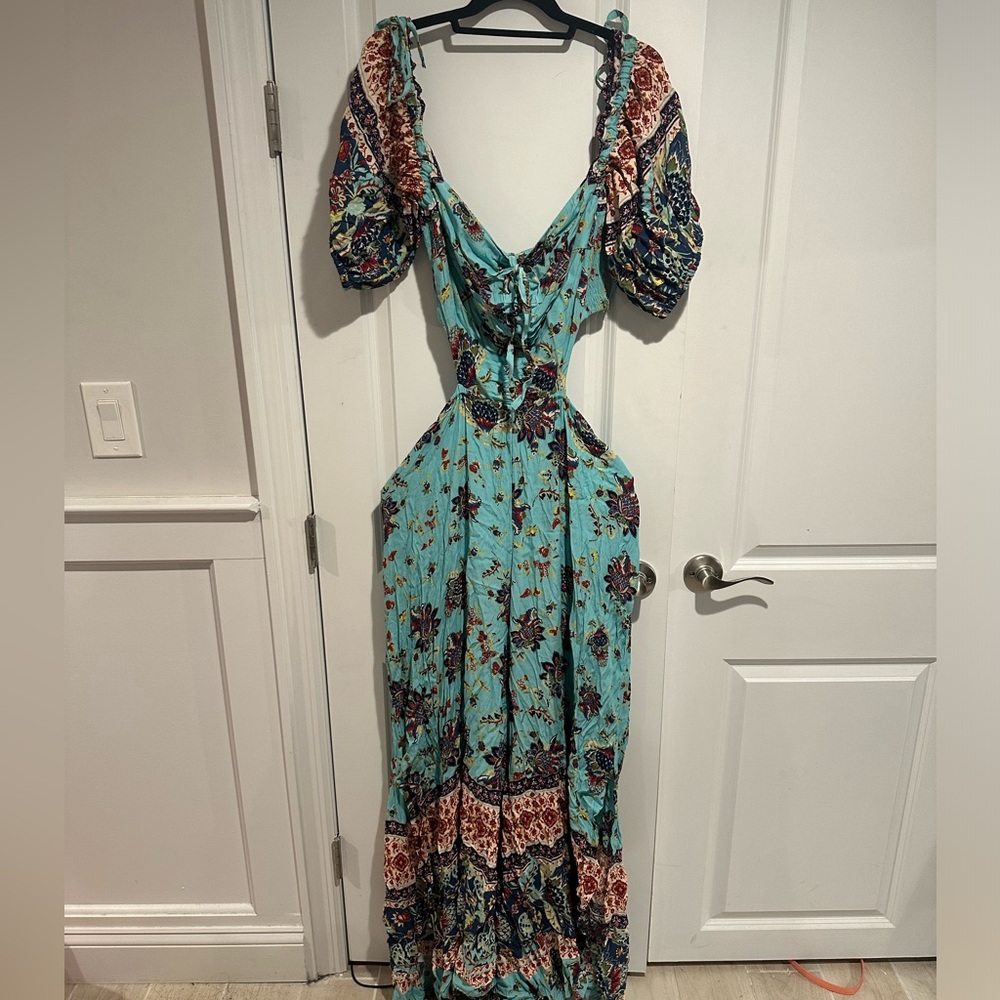 Free People Jumpsuit Aqua Bali Citrus Skies - Picture 2 of 10